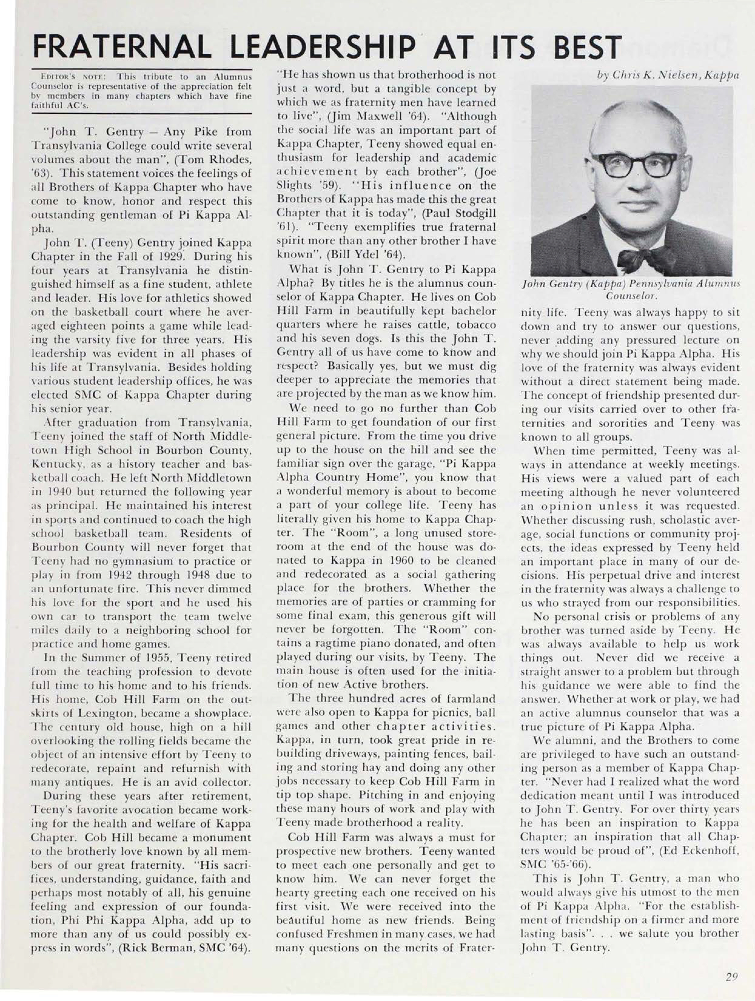 Fraternal Leadership At Its Best